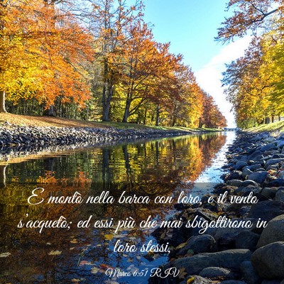 Picture 03 - Marco 6:51 RIV - E montò nella barca con loro, e il vento - Bible Verse Picture