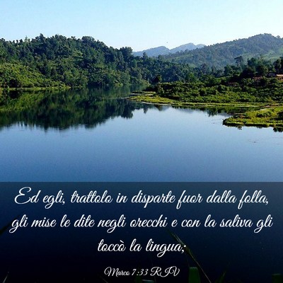 Picture 03 - Marco 7:33 RIV - Ed egli, trattolo in disparte fuor dalla folla, - Bible Verse Picture