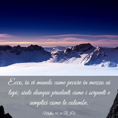 Picture 03 - Matteo 10:16 RIV - Ecco, io vi mando come pecore in mezzo ai lupi; - Bible Verse Picture