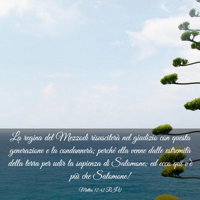 Picture 03 - Matteo 12:42 RIV - La regina del Mezzodì risusciterà nel giudizio - Bible Verse Picture