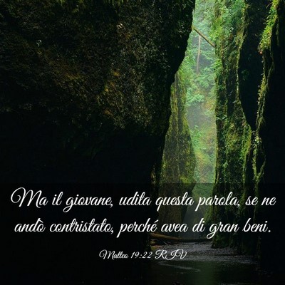 Picture 03 - Matteo 19:22 RIV - Ma il giovane, udita questa parola, se ne andò - Bible Verse Picture