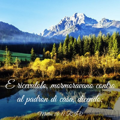 Picture 03 - Matteo 20:11 RIV - E ricevutolo, mormoravano contro al padron di - Bible Verse Picture