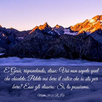Picture 03 - Matteo 20:22 RIV - E Gesù, rispondendo, disse: Voi non sapete quel - Bible Verse Picture