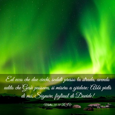 Picture 03 - Matteo 20:30 RIV - Ed ecco che due ciechi, seduti presso la strada, - Bible Verse Picture