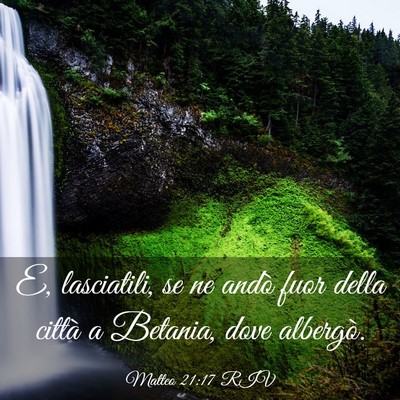 Picture 03 - Matteo 21:17 RIV - E, lasciatili, se ne andò fuor della città a - Bible Verse Picture