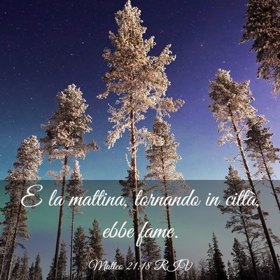 Picture 03 - Matteo 21:18 RIV - E la mattina, tornando in città, ebbe - Bible Verse Picture