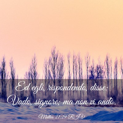 Picture 03 - Matteo 21:29 RIV - Ed egli, rispondendo, disse: Vado, signore; ma - Bible Verse Picture