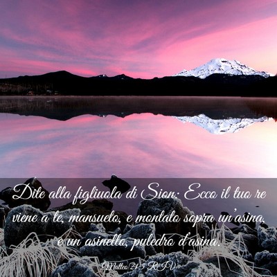 Picture 03 - Matteo 21:5 RIV - Dite alla figliuola di Sion: Ecco il tuo re viene - Bible Verse Picture