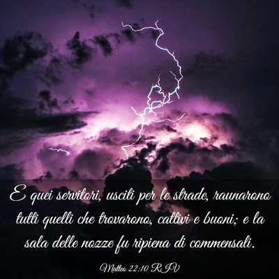Picture 03 - Matteo 22:10 RIV - E quei servitori, usciti per le strade, raunarono - Bible Verse Picture