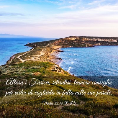 Picture 03 - Matteo 22:15 RIV - Allora i Farisei, ritiratisi, tennero consiglio - Bible Verse Picture