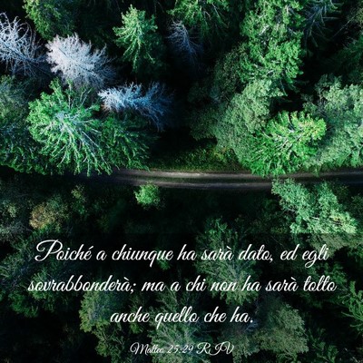Picture 03 - Matteo 25:29 RIV - Poiché a chiunque ha sarà dato, ed egli - Bible Verse Picture