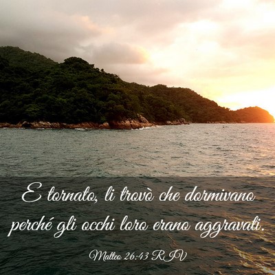 Picture 03 - Matteo 26:43 RIV - E tornato, li trovò che dormivano perché gli - Bible Verse Picture