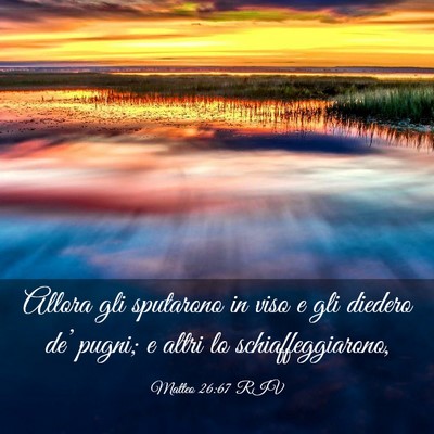 Picture 03 - Matteo 26:67 RIV - Allora gli sputarono in viso e gli diedero de’ - Bible Verse Picture