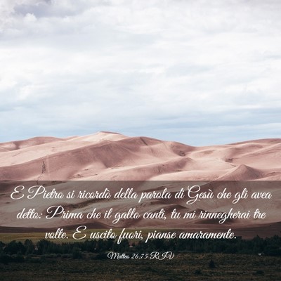Picture 03 - Matteo 26:75 RIV - E Pietro si ricordò della parola di Gesù che - Bible Verse Picture