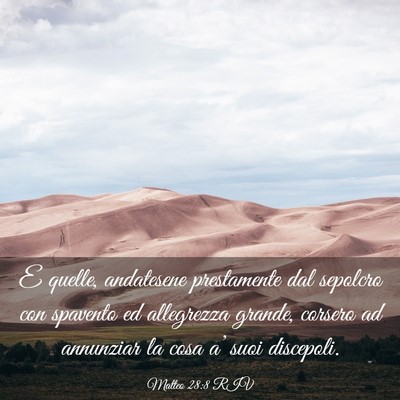 Picture 03 - Matteo 28:8 RIV - E quelle, andatesene prestamente dal sepolcro con - Bible Verse Picture