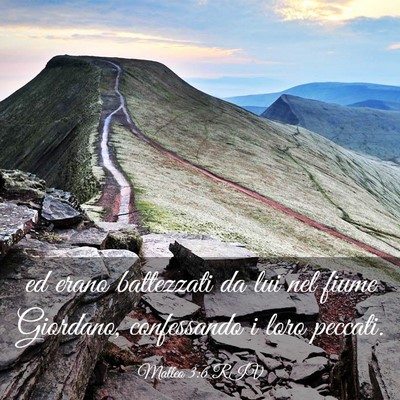 Picture 03 - Matteo 3:6 RIV - ed erano battezzati da lui nel fiume Giordano, - Bible Verse Picture