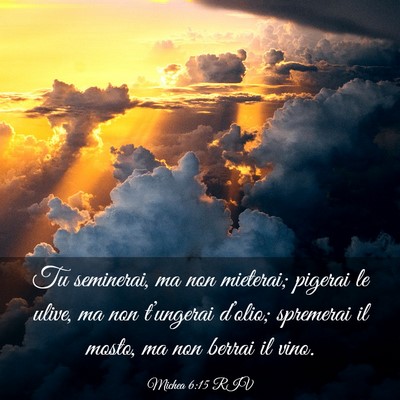 Picture 03 - Michea 6:15 RIV - Tu seminerai, ma non mieterai; pigerai le ulive, - Bible Verse Picture