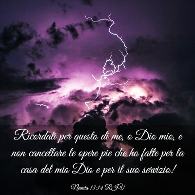Picture 03 - Neemia 13:14 RIV - Ricordati per questo di me, o Dio mio, e non - Bible Verse Picture