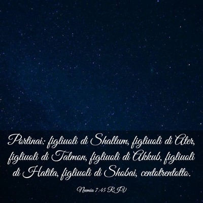 Picture 03 - Neemia 7:45 RIV - Portinai: figliuoli di Shallum, figliuoli di - Bible Verse Picture