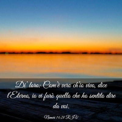 Picture 03 - Numeri 14:28 RIV - Di’ loro: Com’è vero ch’io vivo, dice - Bible Verse Picture