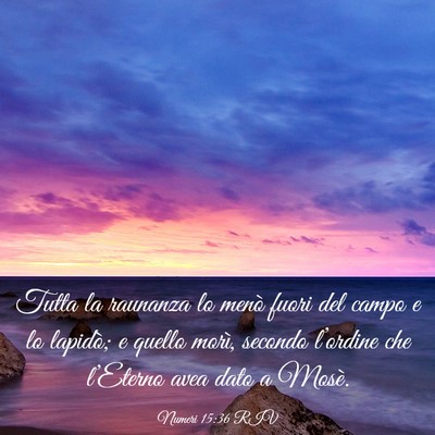 Picture 03 - Numeri 15:36 RIV - Tutta la raunanza lo menò fuori del campo e lo - Bible Verse Picture