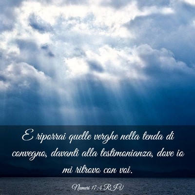 Picture 03 - Numeri 17:4 RIV - E riporrai quelle verghe nella tenda di convegno, - Bible Verse Picture