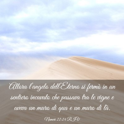 Picture 03 - Numeri 22:24 RIV - Allora l’angelo dell’Eterno si fermò in un - Bible Verse Picture