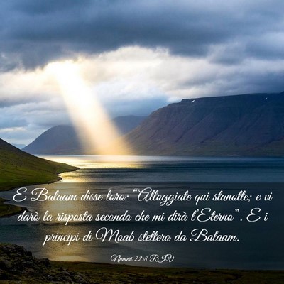 Picture 03 - Numeri 22:8 RIV - E Balaam disse loro: “Alloggiate qui stanotte; - Bible Verse Picture