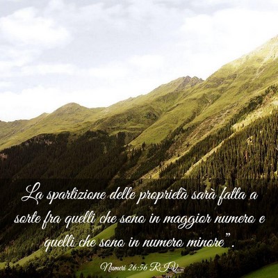 Picture 03 - Numeri 26:56 RIV - La spartizione delle proprietà sarà fatta a - Bible Verse Picture