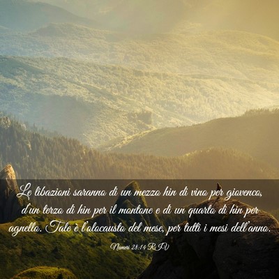 Picture 03 - Numeri 28:14 RIV - Le libazioni saranno di un mezzo hin di vino per - Bible Verse Picture
