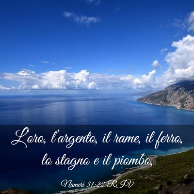 Picture 03 - Numeri 31:22 RIV - L’oro, l’argento, il rame, il ferro, lo - Bible Verse Picture