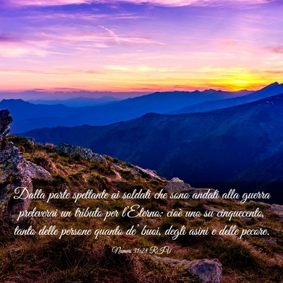 Picture 03 - Numeri 31:28 RIV - Dalla parte spettante ai soldati che sono andati - Bible Verse Picture