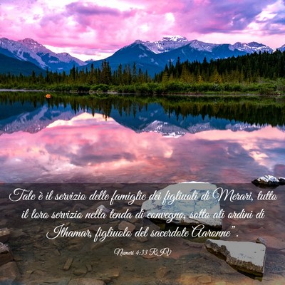 Picture 03 - Numeri 4:33 RIV - Tale è il servizio delle famiglie dei figliuoli - Bible Verse Picture