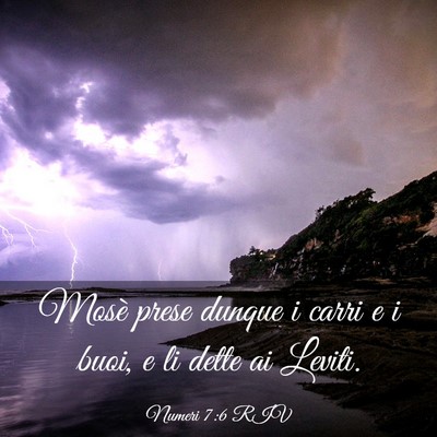 Picture 03 - Numeri 7:6 RIV - Mosè prese dunque i carri e i buoi, e li dette - Bible Verse Picture