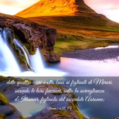 Picture 03 - Numeri 7:8 RIV - dette quattro carri e otto buoi ai figliuoli di - Bible Verse Picture