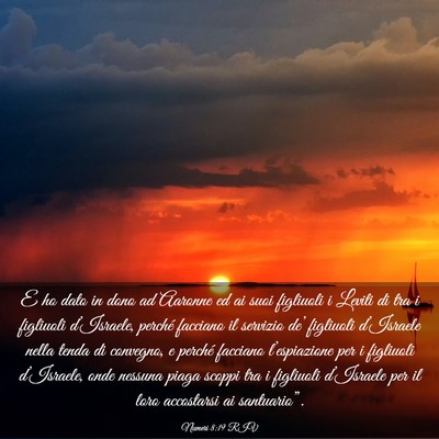 Picture 03 - Numeri 8:19 RIV - E ho dato in dono ad Aaronne ed ai suoi figliuoli - Bible Verse Picture