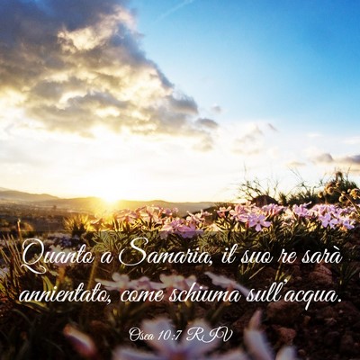 Picture 03 - Osea 10:7 RIV - Quanto a Samaria, il suo re sarà annientato, - Bible Verse Picture