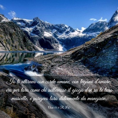 Picture 03 - Osea 11:4 RIV - Io li attiravo con corde umane, con legami - Bible Verse Picture