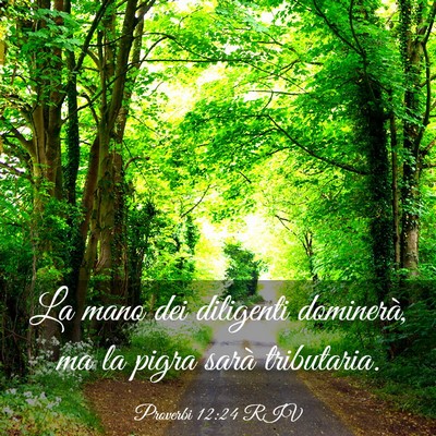Picture 03 - Proverbi 12:24 RIV - La mano dei diligenti dominerà, ma la pigra - Bible Verse Picture