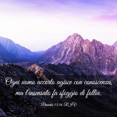 Picture 03 - Proverbi 13:16 RIV - Ogni uomo accorto agisce con conoscenza, ma - Bible Verse Picture