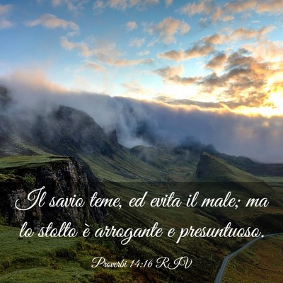 Picture 03 - Proverbi 14:16 RIV - Il savio teme, ed evita il male; ma lo stolto è - Bible Verse Picture