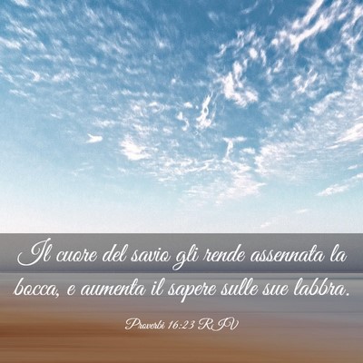Picture 03 - Proverbi 16:23 RIV - Il cuore del savio gli rende assennata la bocca, - Bible Verse Picture