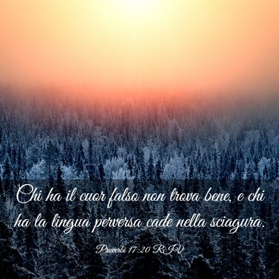 Picture 03 - Proverbi 17:20 RIV - Chi ha il cuor falso non trova bene, e chi ha la - Bible Verse Picture