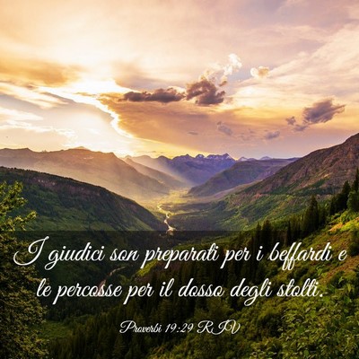 Picture 03 - Proverbi 19:29 RIV - I giudici son preparati per i beffardi e le - Bible Verse Picture
