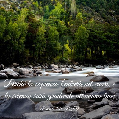 Picture 03 - Proverbi 2:10 RIV - Perché la sapienza t’entrerà nel cuore, e la - Bible Verse Picture