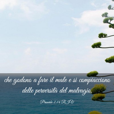 Picture 03 - Proverbi 2:14 RIV - che godono a fare il male e si compiacciono delle - Bible Verse Picture