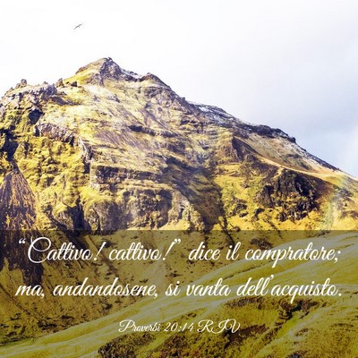Picture 03 - Proverbi 20:14 RIV - “Cattivo! cattivo!” dice il compratore; ma, - Bible Verse Picture