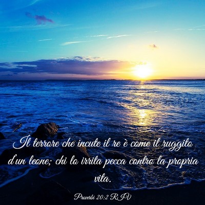 Picture 03 - Proverbi 20:2 RIV - Il terrore che incute il re è come il ruggito - Bible Verse Picture