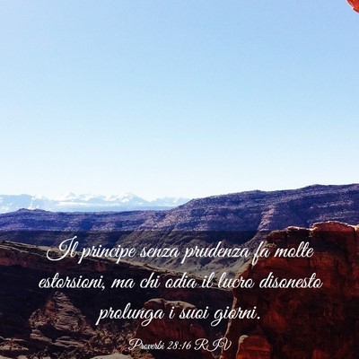 Picture 03 - Proverbi 28:16 RIV - Il principe senza prudenza fa molte estorsioni, - Bible Verse Picture