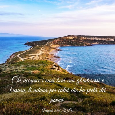 Picture 03 - Proverbi 28:8 RIV - Chi accresce i suoi beni con gl’interessi e - Bible Verse Picture